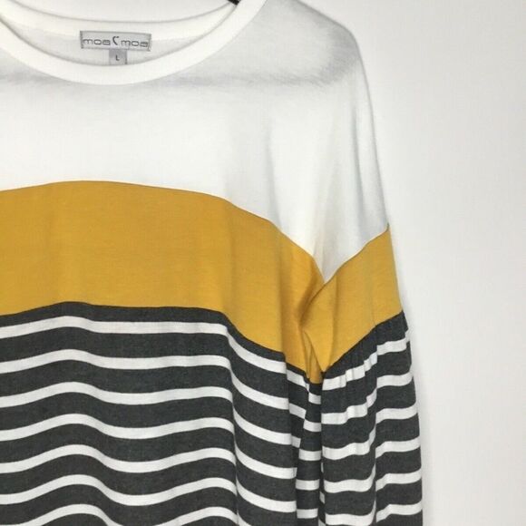 Moa Moa Women's Black/white Striped Long Sleeve Sweatshirt Size M - Picture 10 of 12